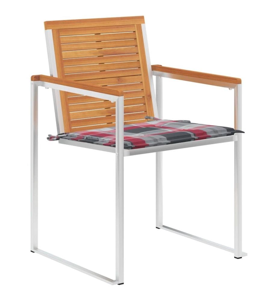 vidaXL Chaises de jardin avec coussins lot de 2 Acacia solide et acier