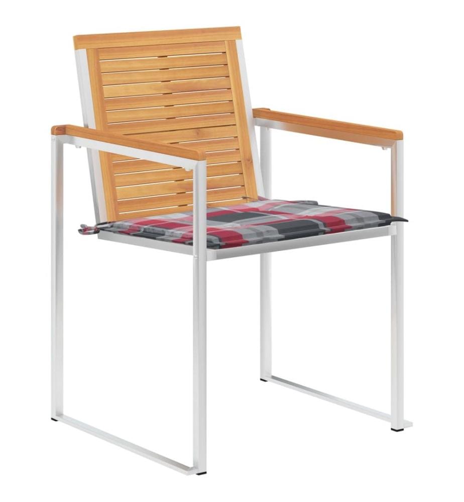 vidaXL Chaises de jardin avec coussins lot de 2 Teck solide et acier