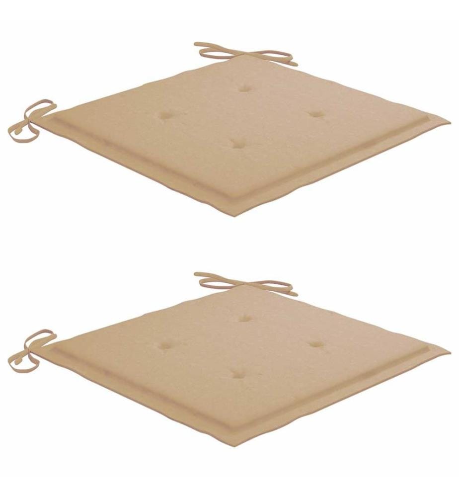 vidaXL Chaises de jardin lot de 2 et coussins beige Bois teck massif