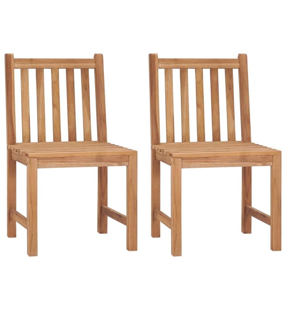 vidaXL Chaises de jardin lot de 2 avec coussins Bois de teck massif