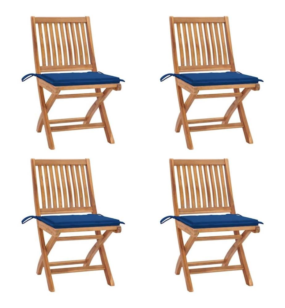 vidaXL Chaises pliables de jardin avec coussins lot de 4 Teck solide