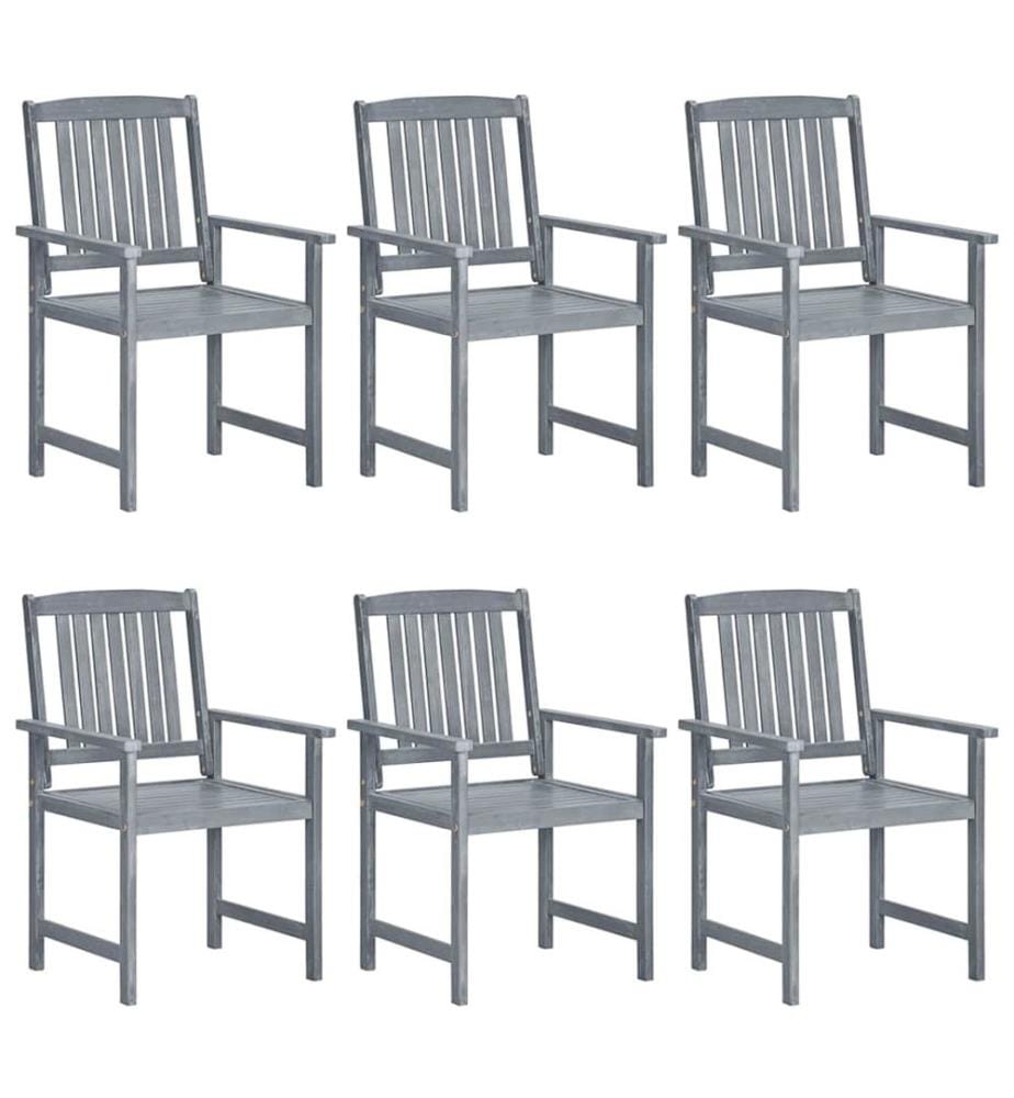 vidaXL Chaises de jardin et coussins lot de 6 Bois acacia massif Gris