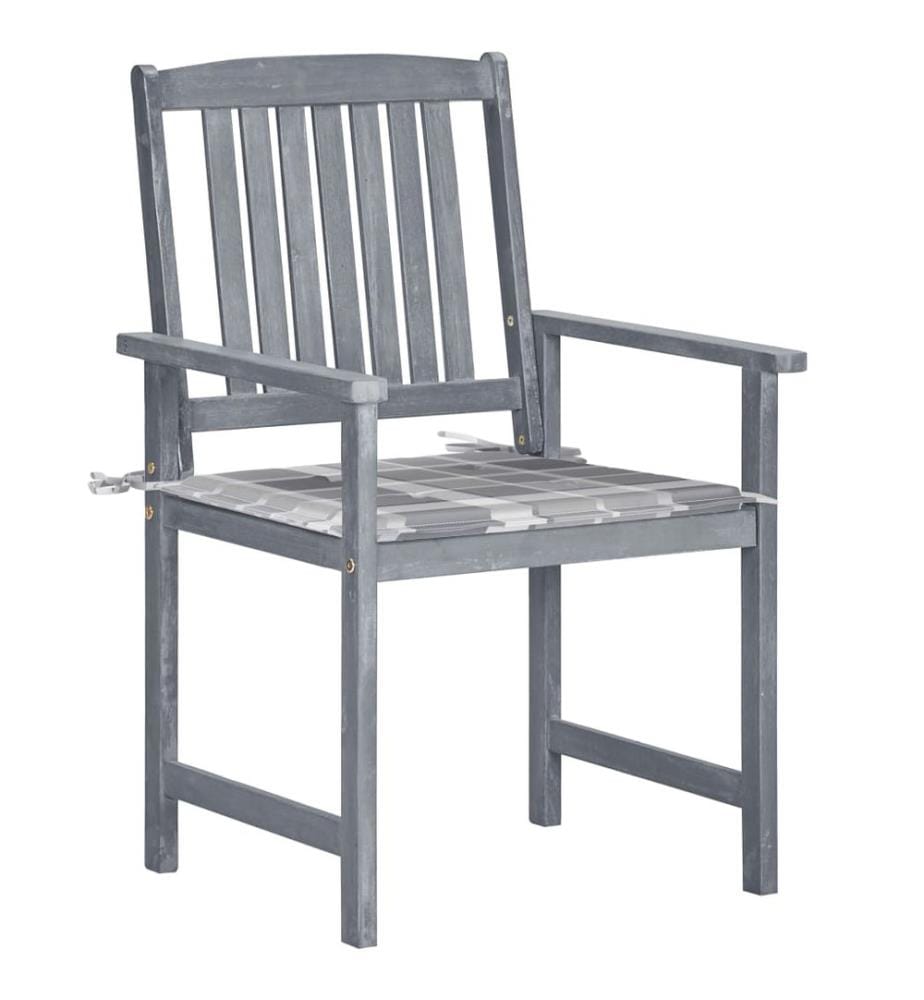 vidaXL Chaises de jardin et coussins lot de 6 Bois acacia massif Gris