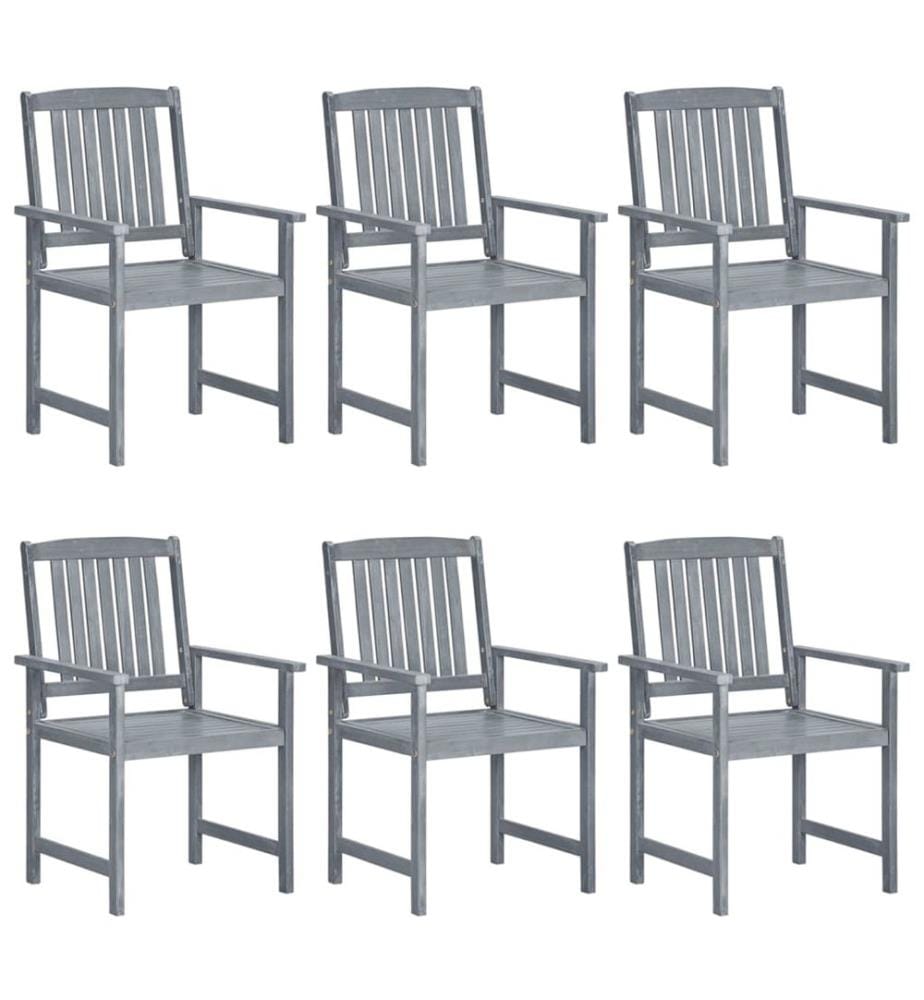 vidaXL Chaises de jardin et coussins lot de 6 Bois acacia massif Gris