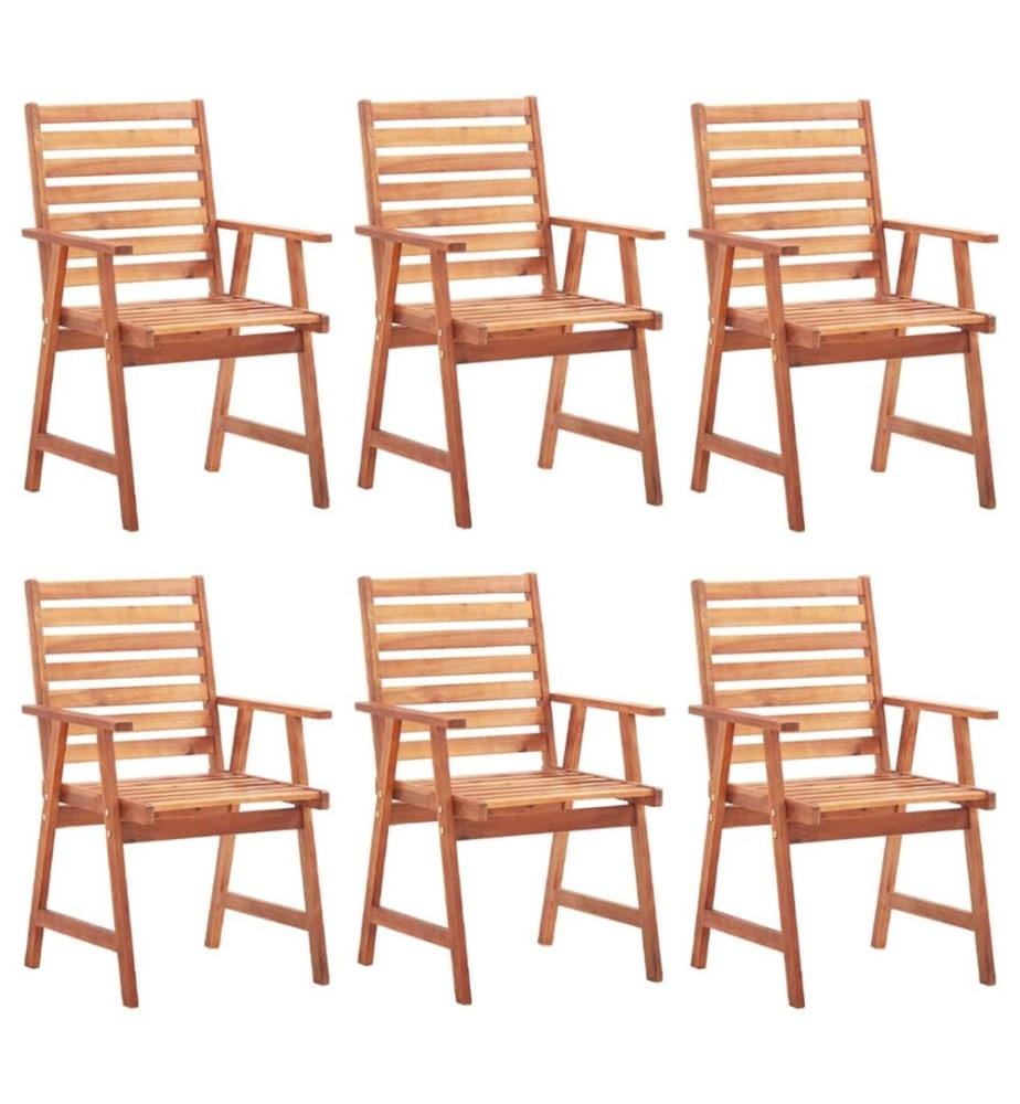 vidaXL Chaises à manger d'extérieur lot de 6 et coussins Acacia massif
