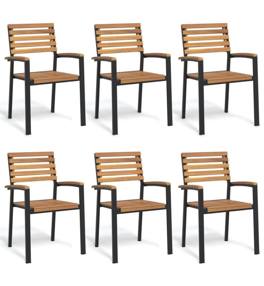 vidaXL Chaises de jardin empilables lot de 6 bois d'acacia et métal