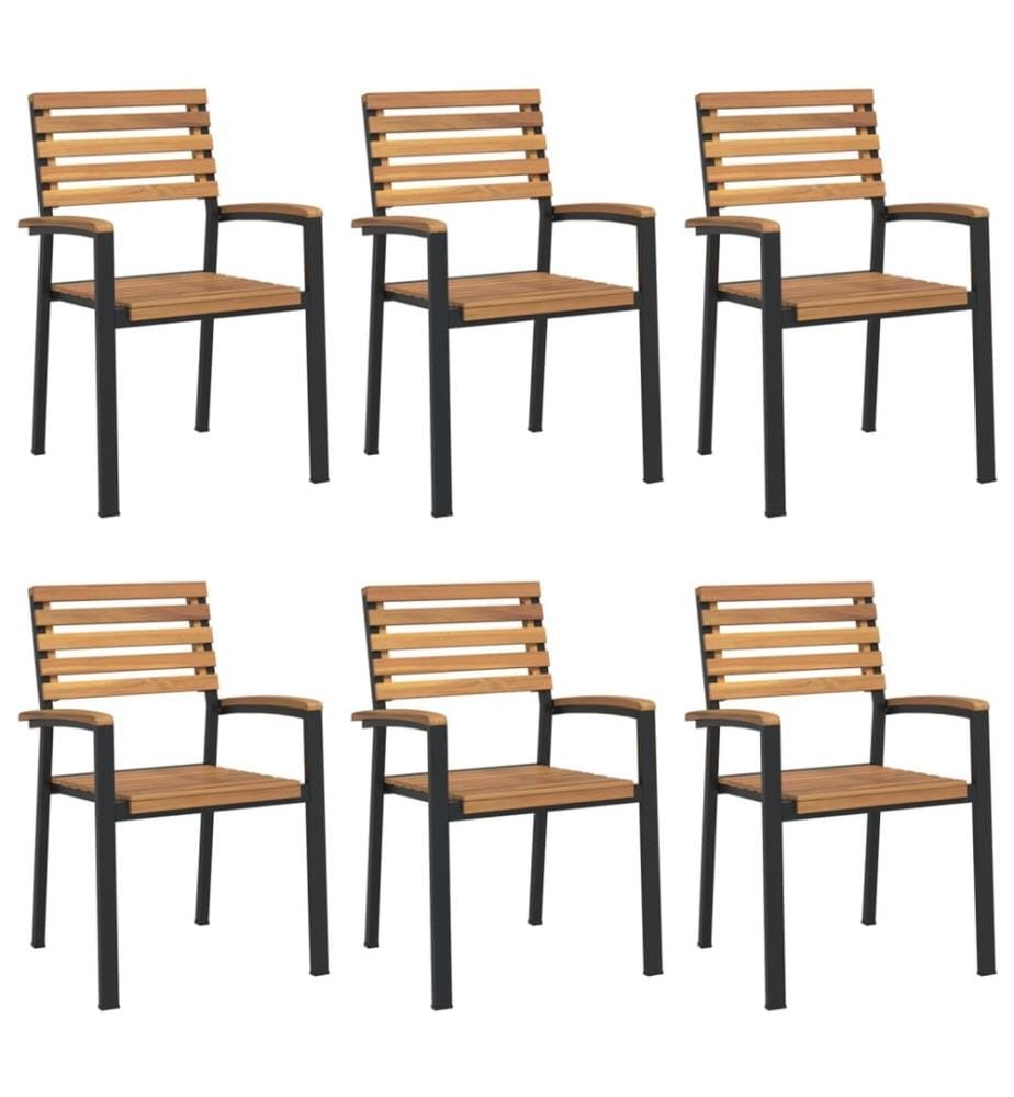 vidaXL Chaises de jardin empilables lot de 6 bois d'acacia et métal