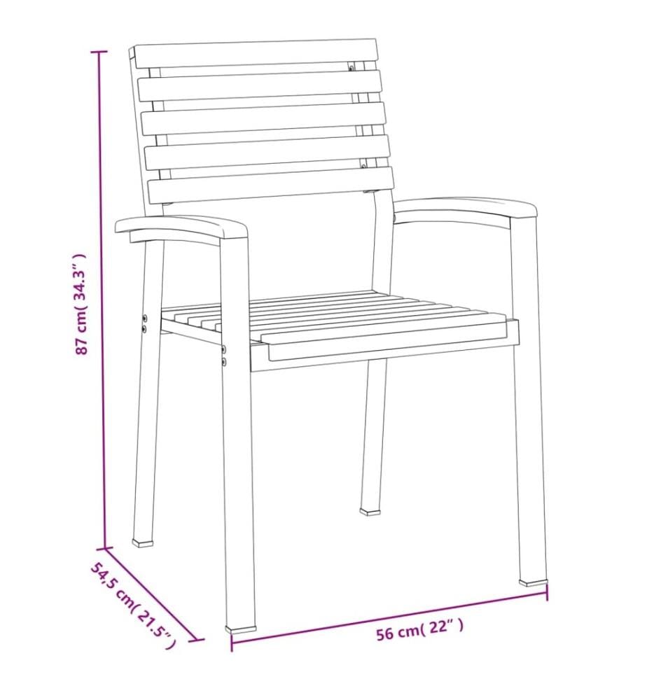 vidaXL Chaises de jardin empilables lot de 6 bois d'acacia et métal