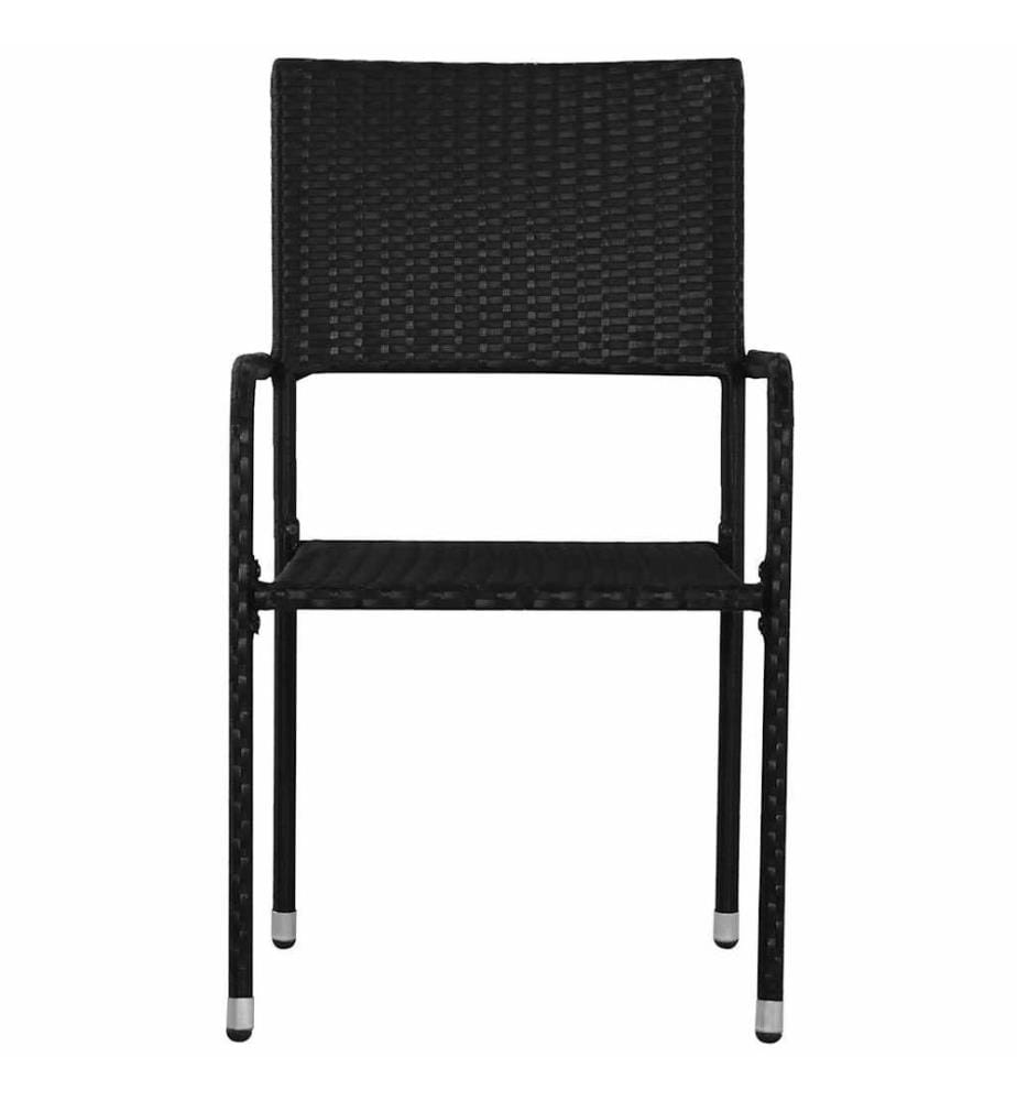 vidaXL Chaise à dîner de jardin empilable lot de 4 noir résine tressée