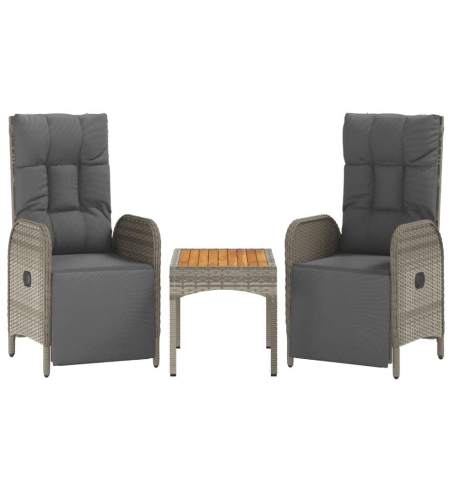 vidaXL Chaises inclinables de jardin lot de 2 et table résine tressée