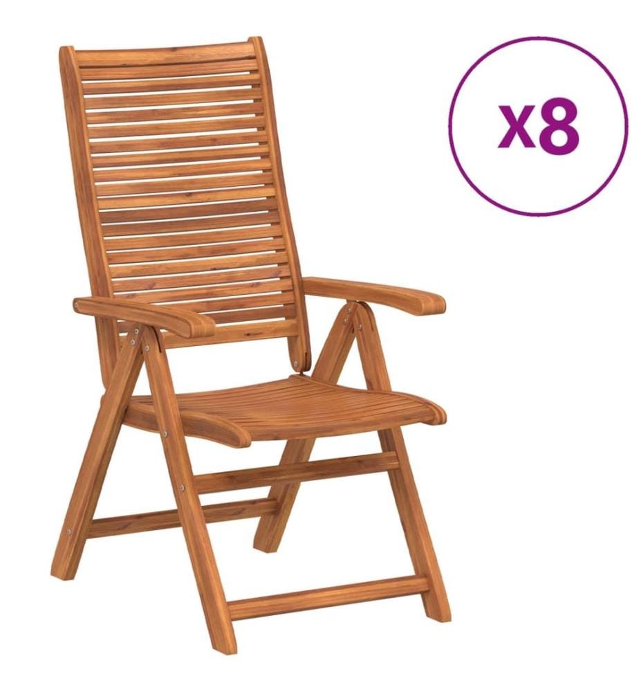 vidaXL Chaises inclinables de jardin lot de 8 bois massif acacia