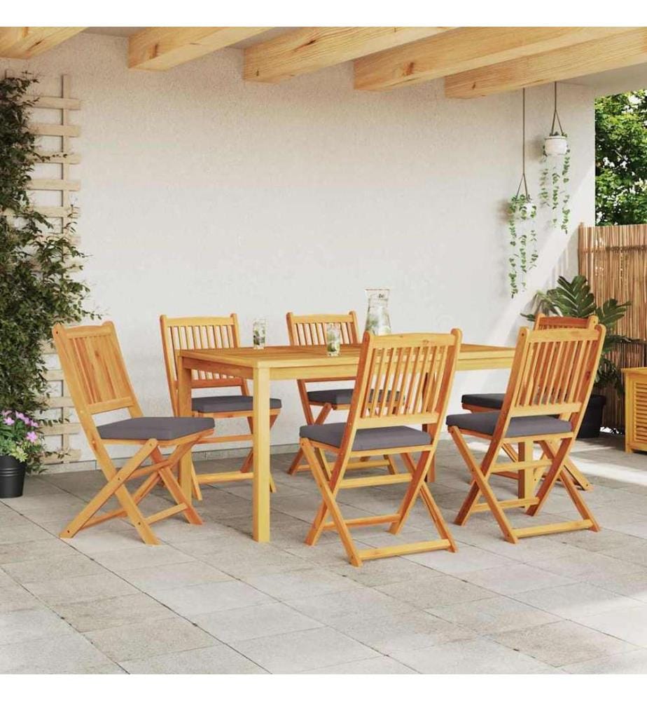 vidaXL Chaise pliante 6 pcs Gris 49 x 57.5 x 92cm Bois d'acacia massif