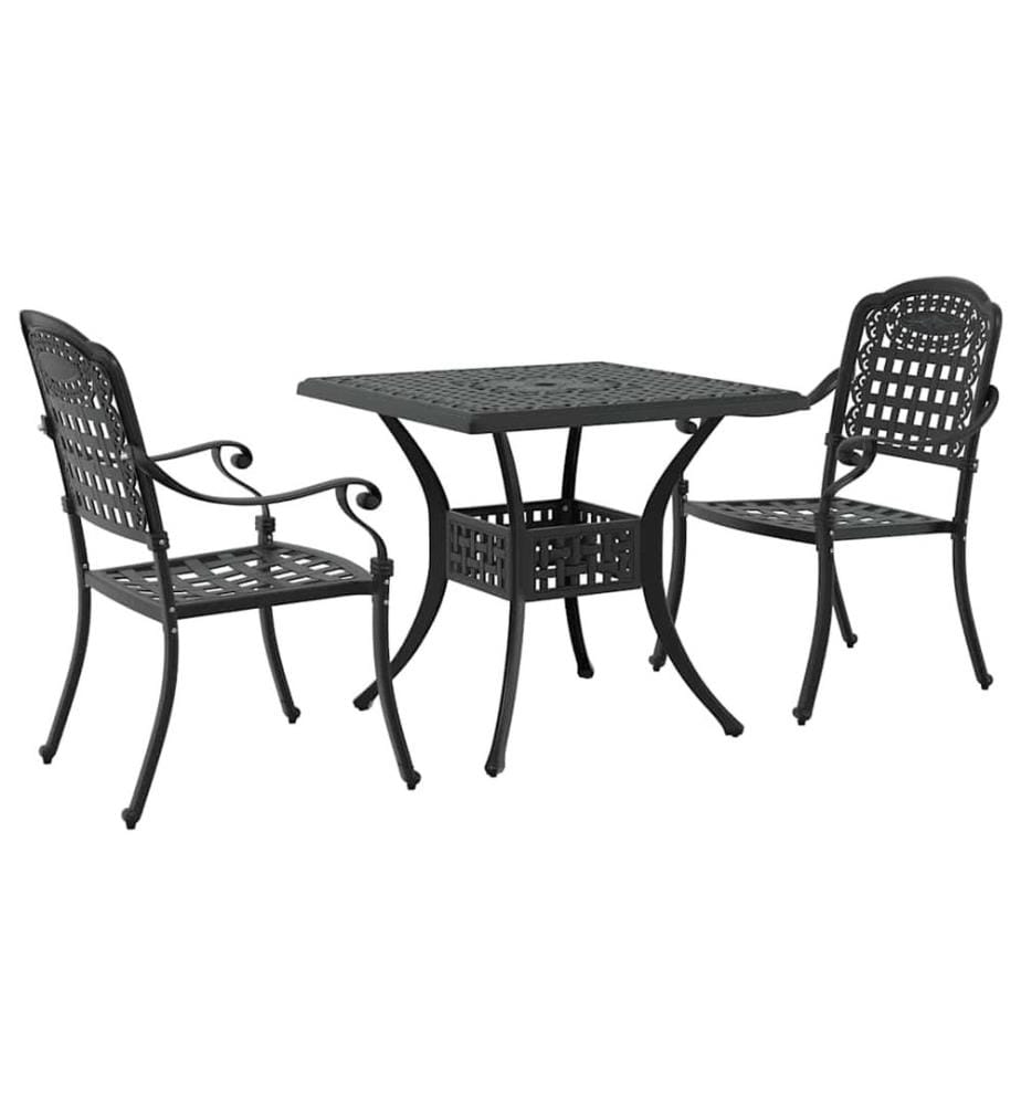 vidaXL Ensemble de tables de jardin 3 pcs Noir Aluminium coulé