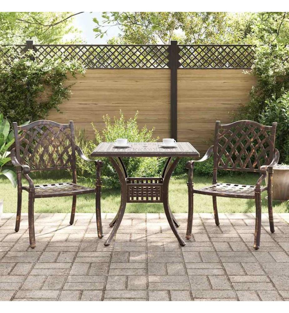 vidaXL Ensemble de tables de jardin 3 pcs Bronze Aluminium coulé