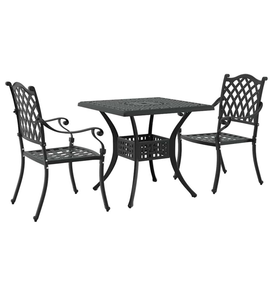 vidaXL Ensemble de tables de jardin 3 pcs Noir Aluminium coulé