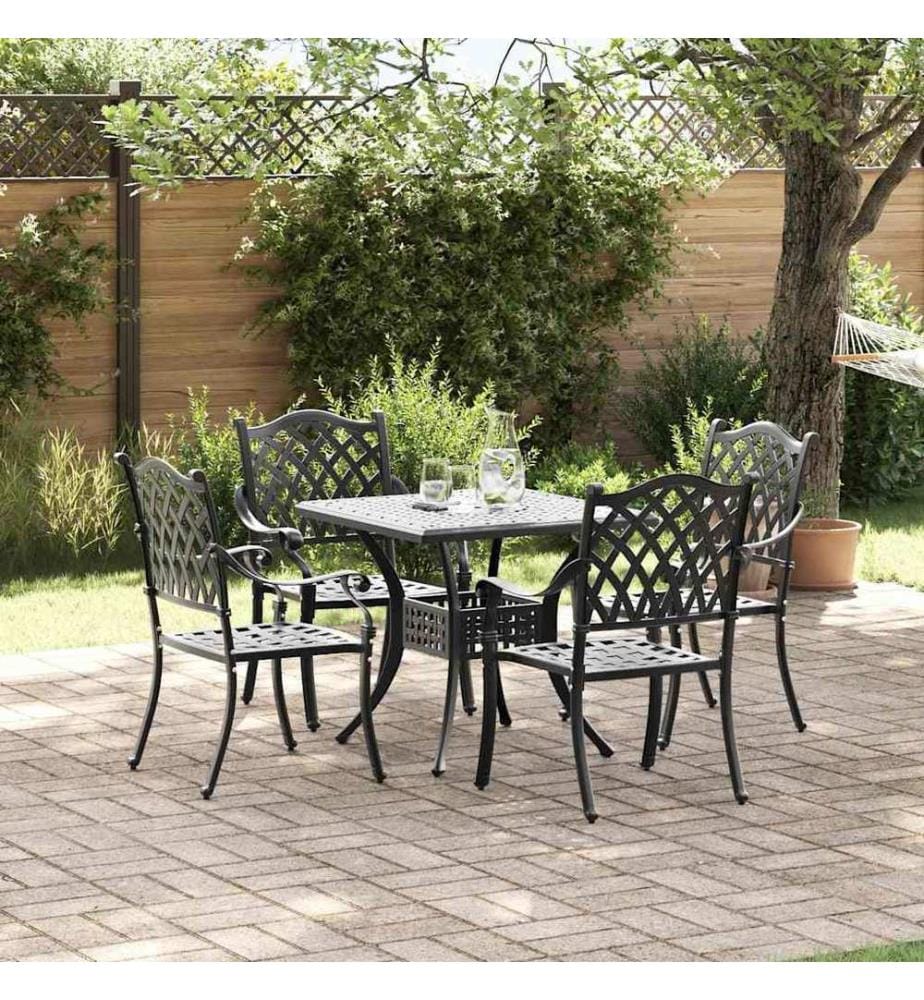 vidaXL Ensemble de tables de jardin 5 pcs Noir Aluminium coulé