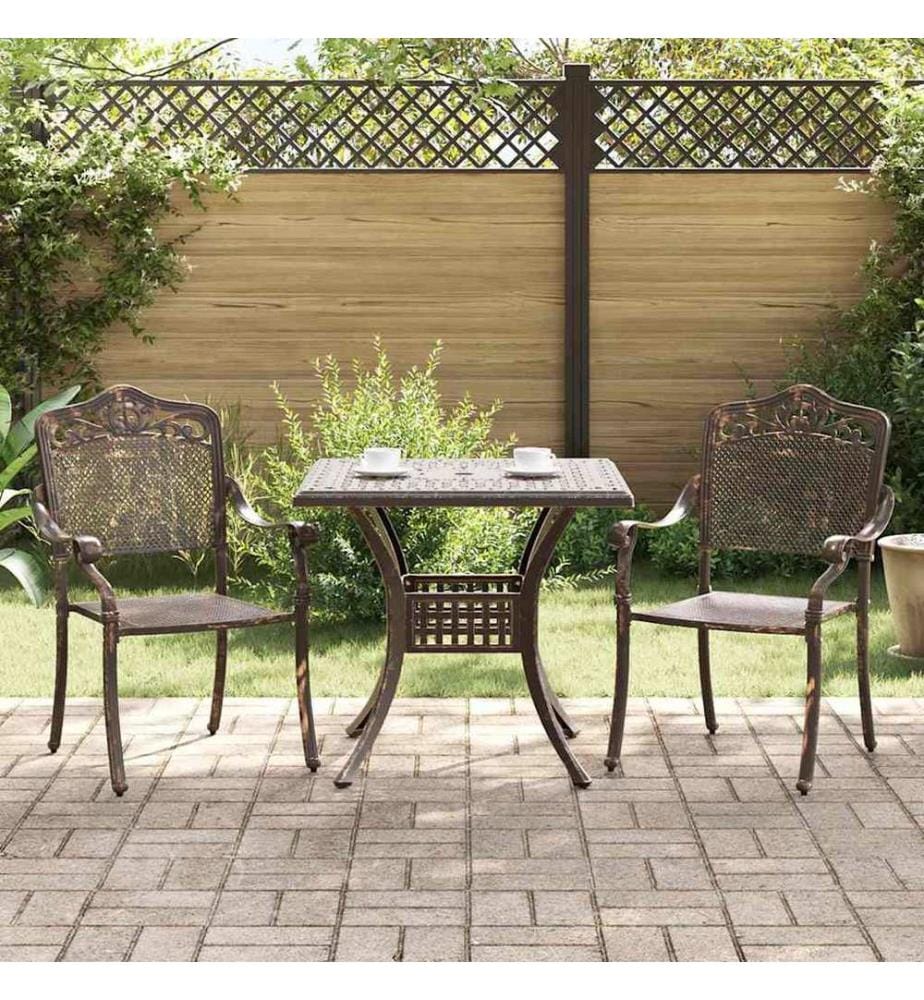 vidaXL Ensemble de tables de jardin 3 pcs Bronze Aluminium coulé