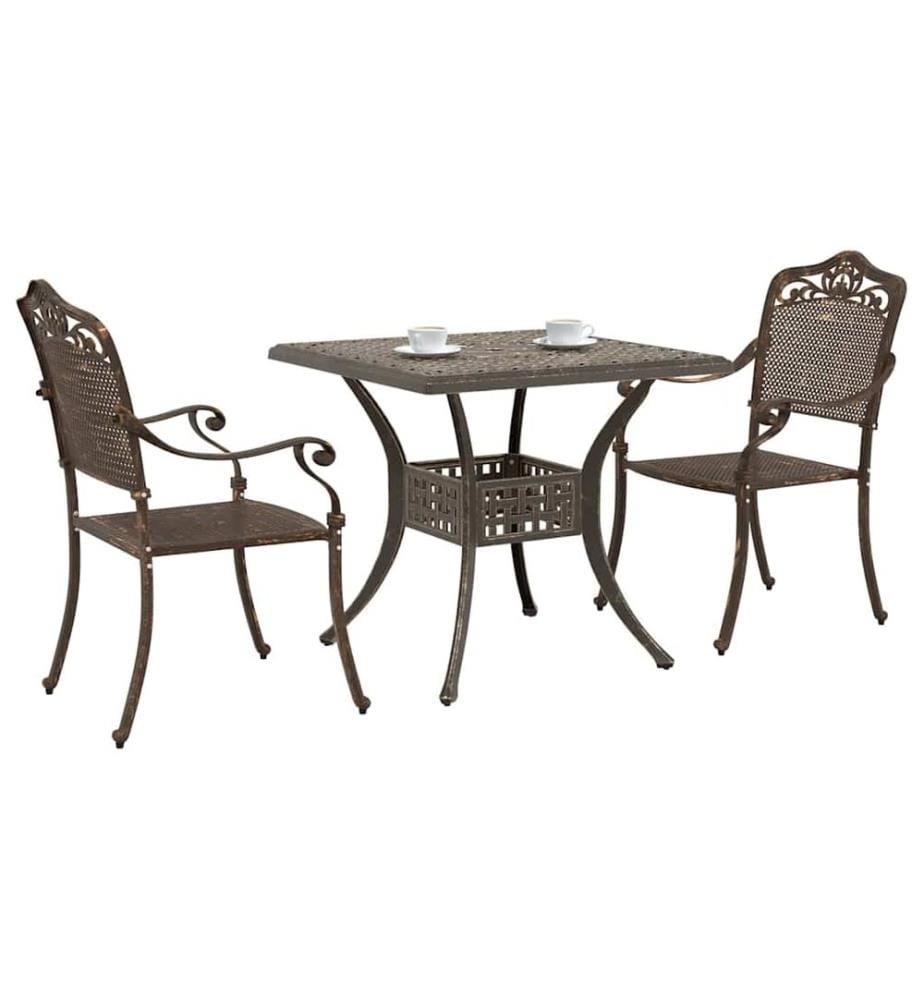 vidaXL Ensemble de tables de jardin 3 pcs Bronze Aluminium coulé