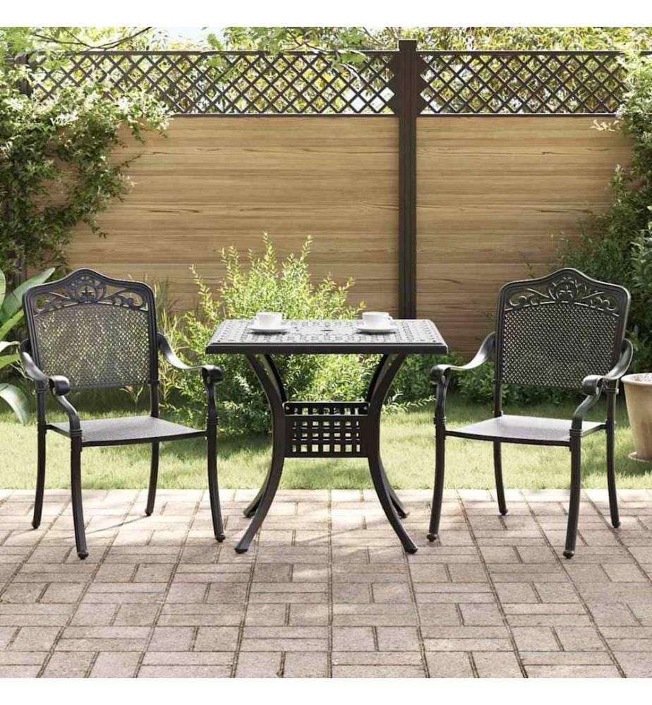 vidaXL Ensemble de tables de jardin 3 pcs Noir Aluminium coulé