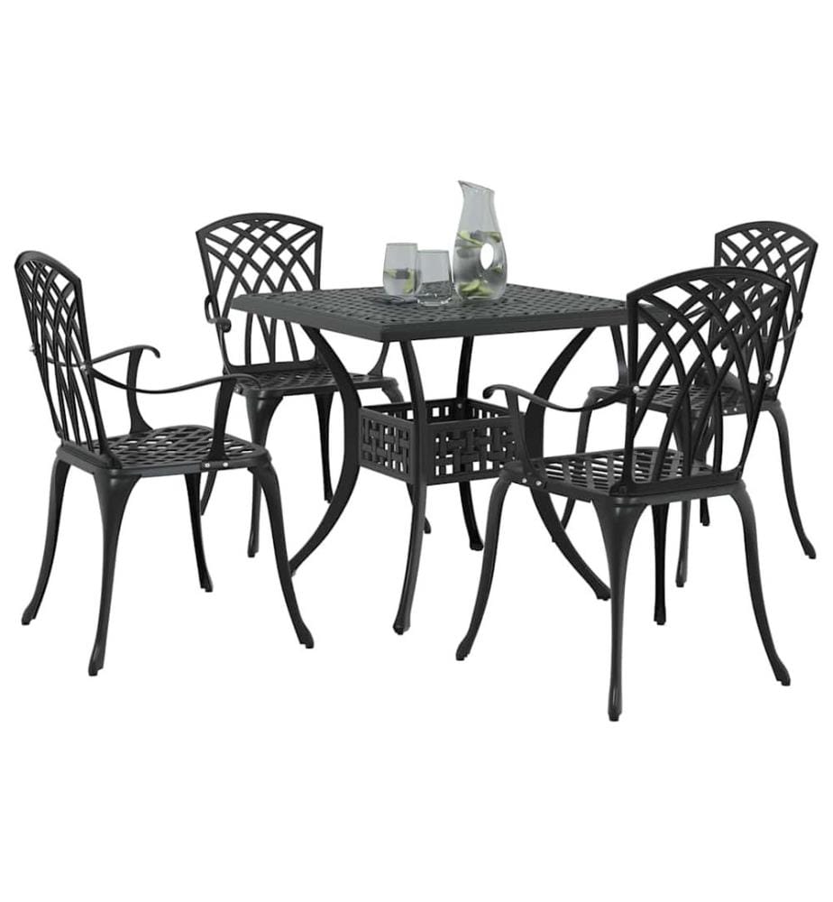 vidaXL Ensemble de tables de jardin 5 pcs Noir Aluminium coulé