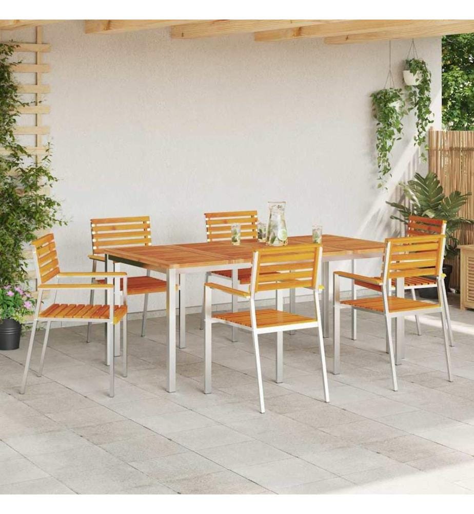 vidaXL Chaise de jardin 6 pcs Huile Naturelle Bois d'Acacia Massif