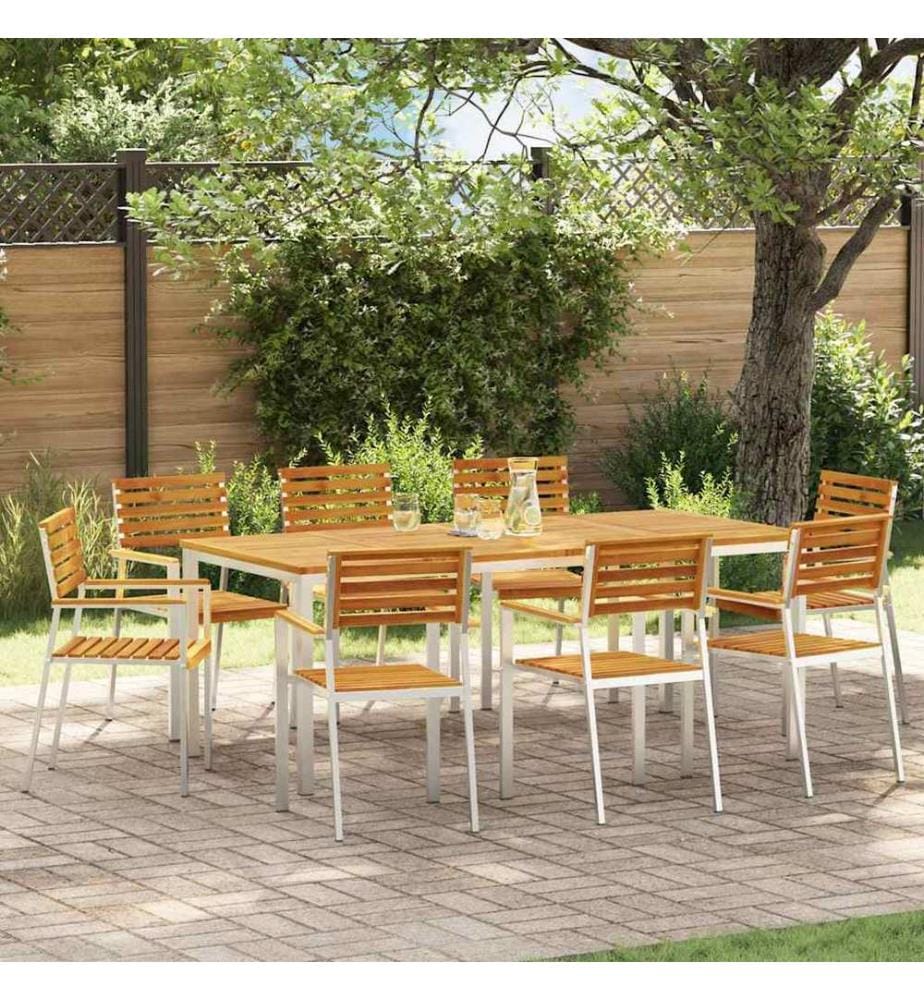 vidaXL Chaise de jardin 8 pcs Huile Naturelle Bois d'Acacia Massif