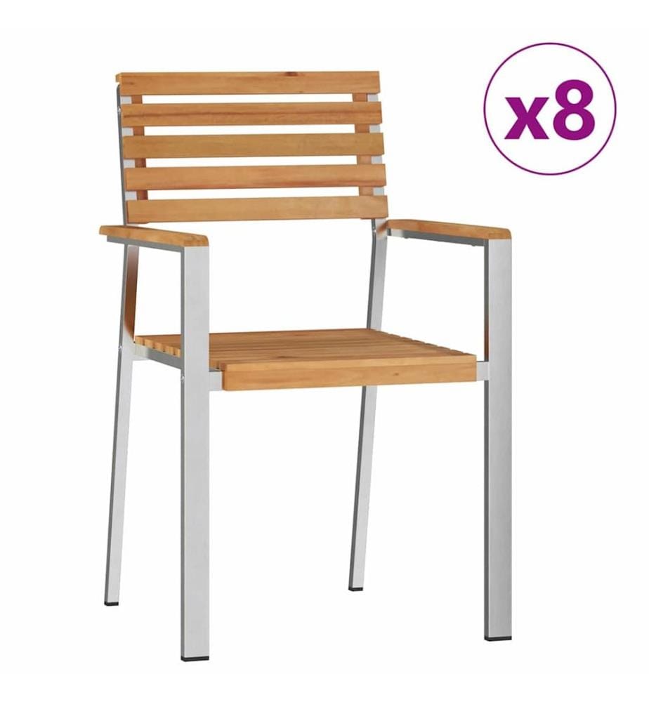vidaXL Chaise de jardin 8 pcs Huile Naturelle Bois de teck massif