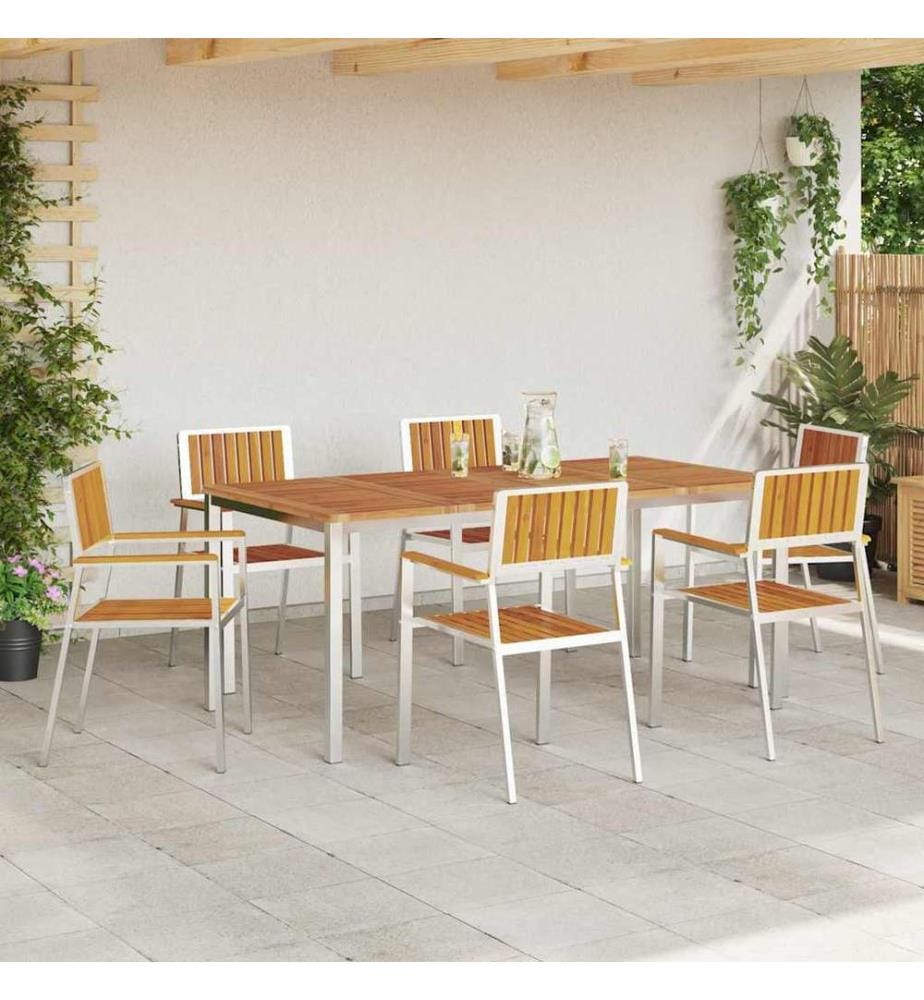 vidaXL Chaise de jardin 6 pcs Marron Bois d'Acacia Massif