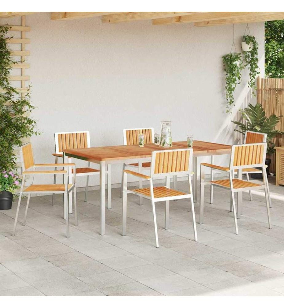vidaXL Chaise de jardin 6 pcs Marron Bois de teck massif