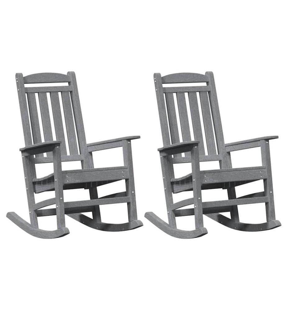 vidaXL Chaise à bascule 2 pcs Gris clair 92 x 70 x 108 cm Polyéthylène