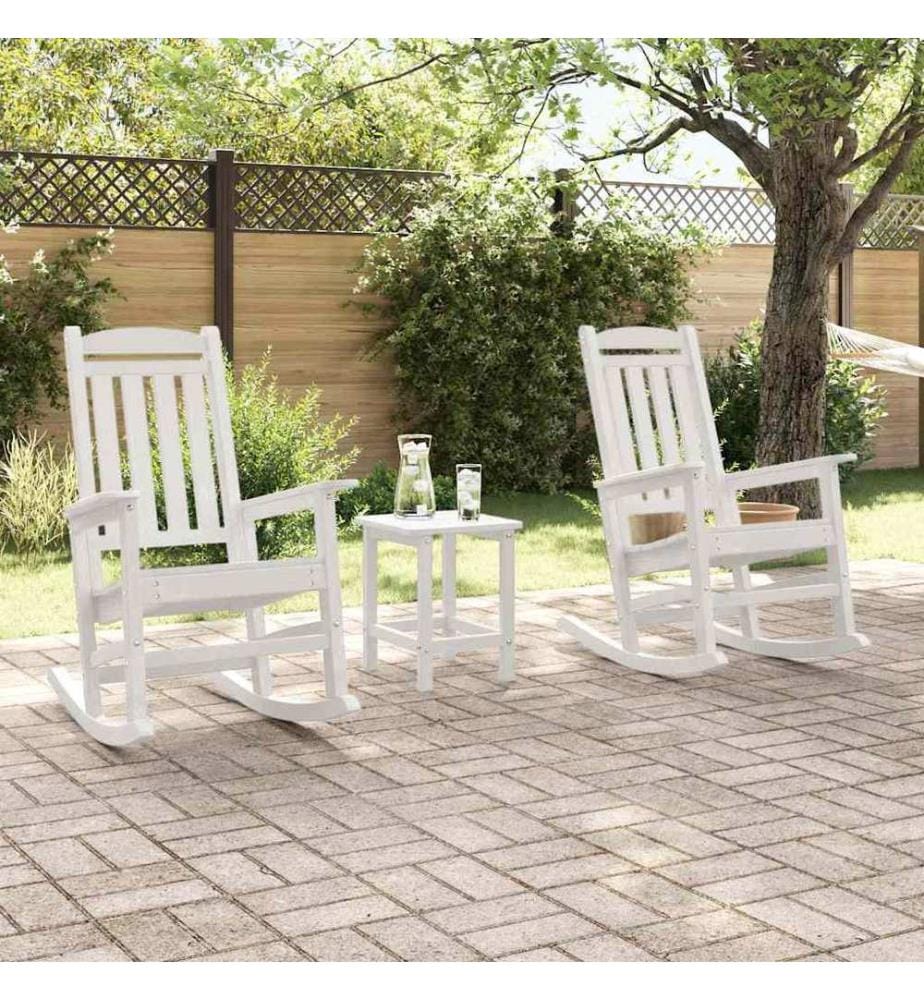 vidaXL Chaise à bascule 3 pcs Blanc Polyéthylène