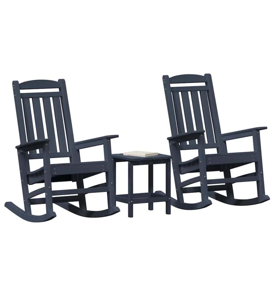 vidaXL Chaise à bascule 3 pcs Bleu marine Polyéthylène