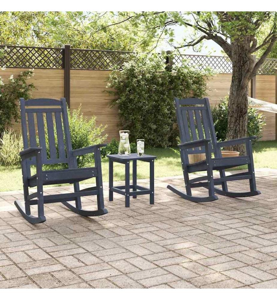 vidaXL Chaise à bascule 3 pcs Bleu marine Polyéthylène