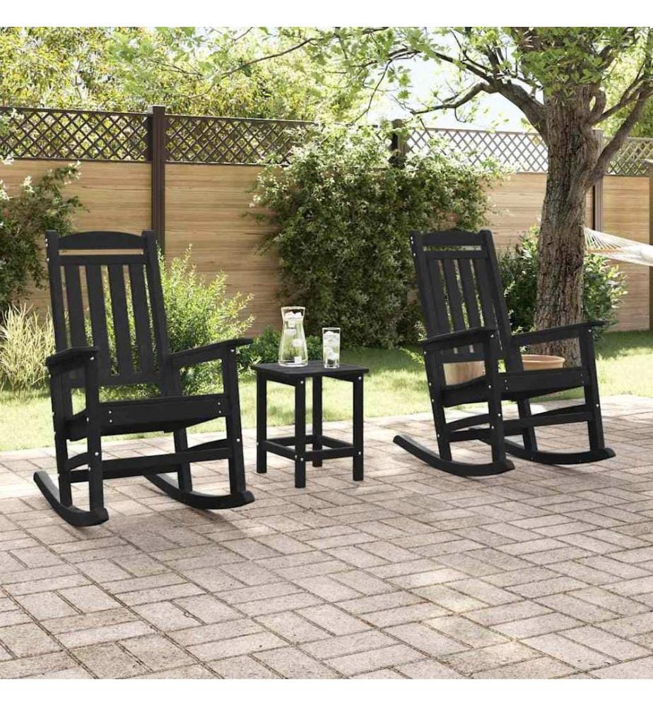vidaXL Chaise à bascule 3 pcs Noir Polyéthylène