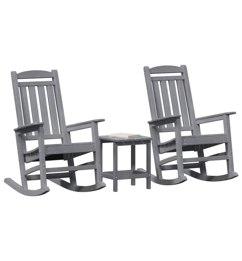 vidaXL Chaise à bascule 3 pcs Gris clair Polyéthylène
