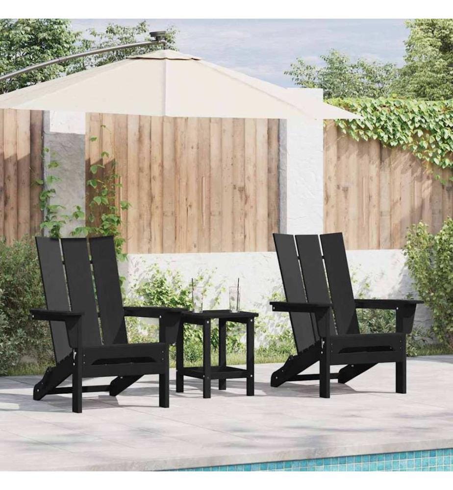 vidaXL Chaise de jardin 2 pcs Noir 80.5 x 74.5 x 92 cm Polyéthylène