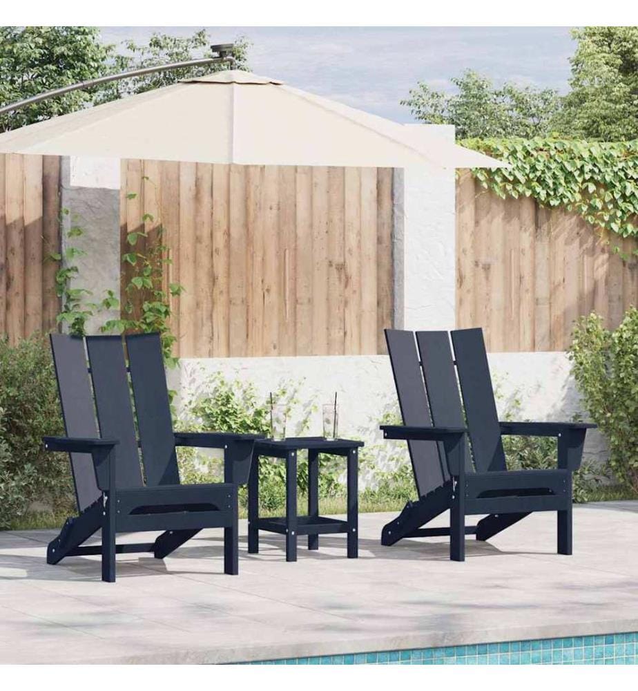 vidaXL Chaise de jardin 3 pcs Bleu marine 80.5 x 74.5 x 92 cm