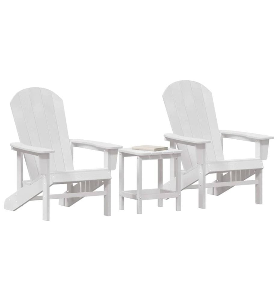 vidaXL Chaise de jardin 3 pcs Blanc Polyéthylène