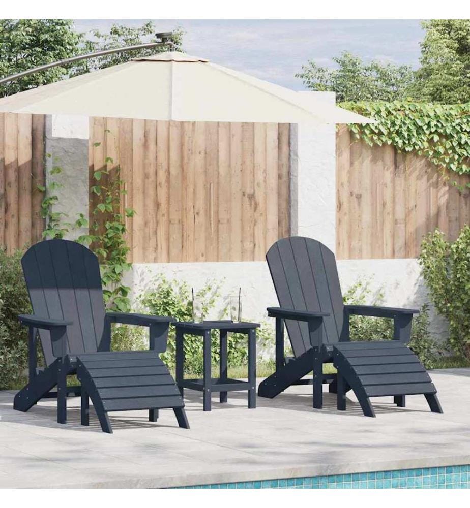 vidaXL Chaise de jardin 2 pcs Bleu marine 83 x 74 x 92 cm Polyéthylène