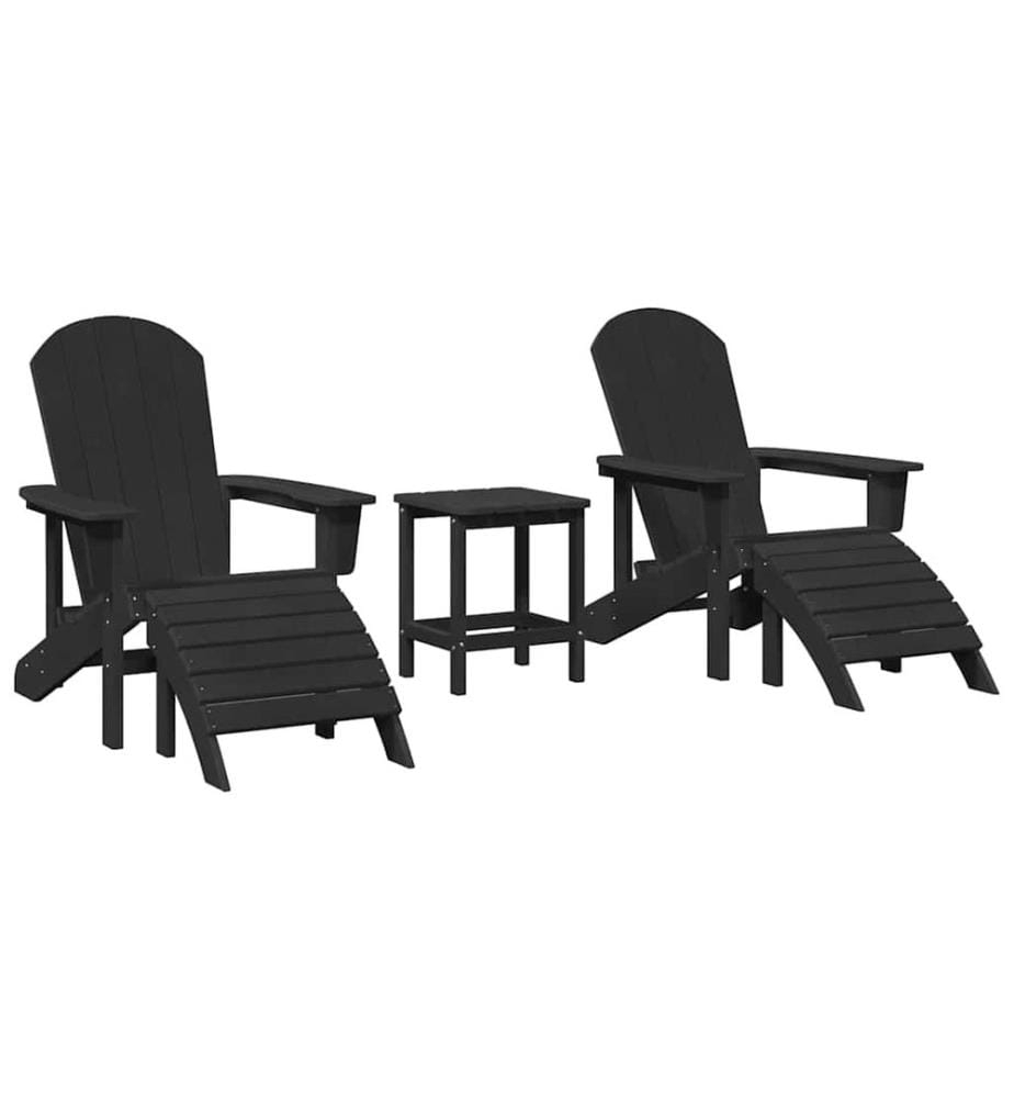 vidaXL Chaise de jardin 3 pcs Noir Polyéthylène