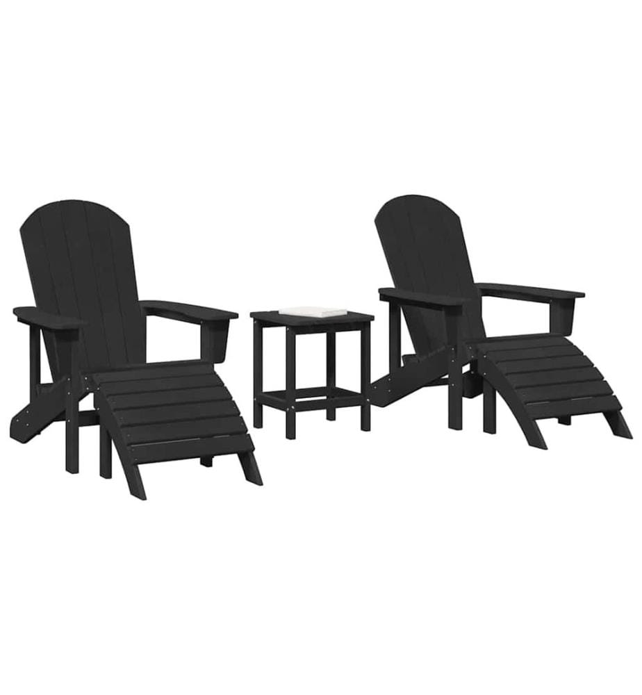 vidaXL Chaise de jardin 3 pcs Noir Polyéthylène