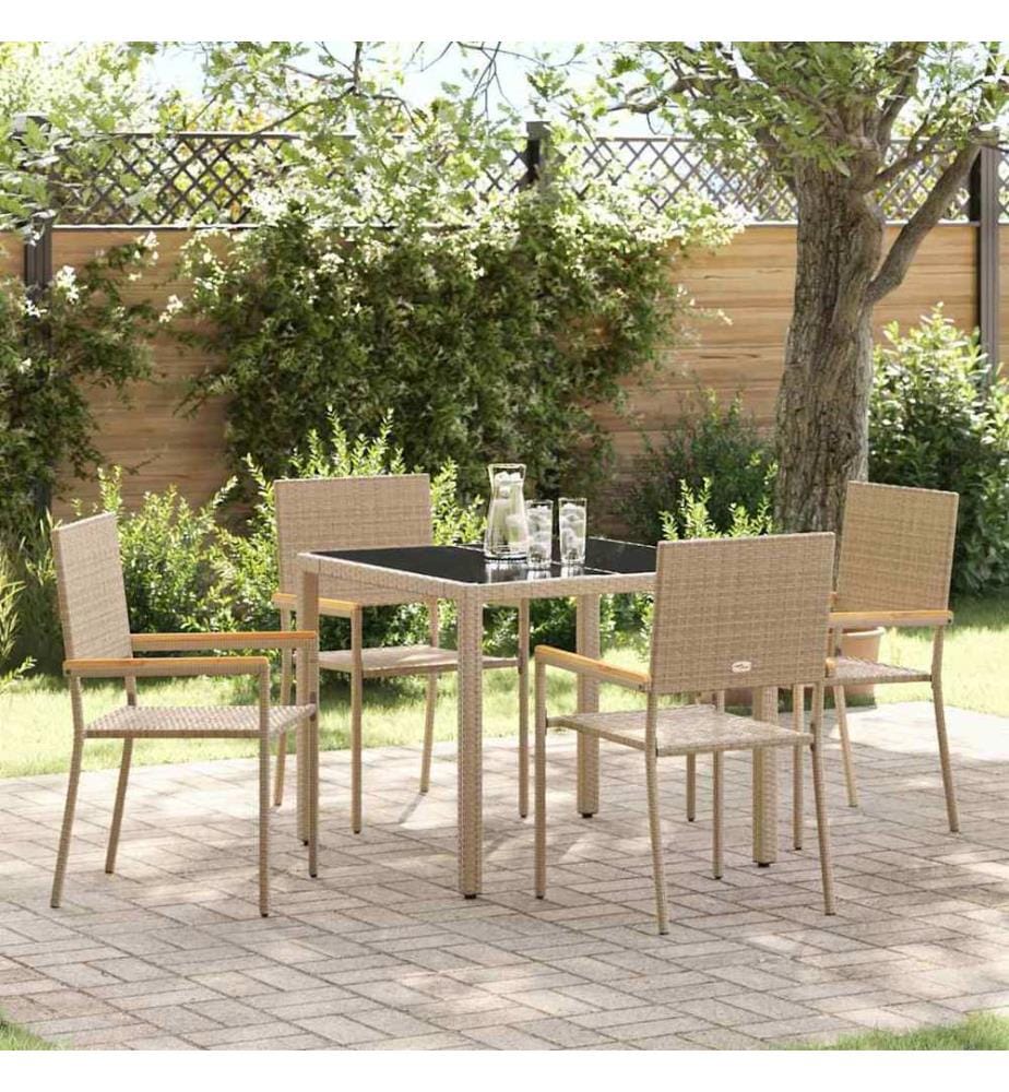vidaXL Ensemble de salle à manger pour jardin 5 pcs Beige polyrotin