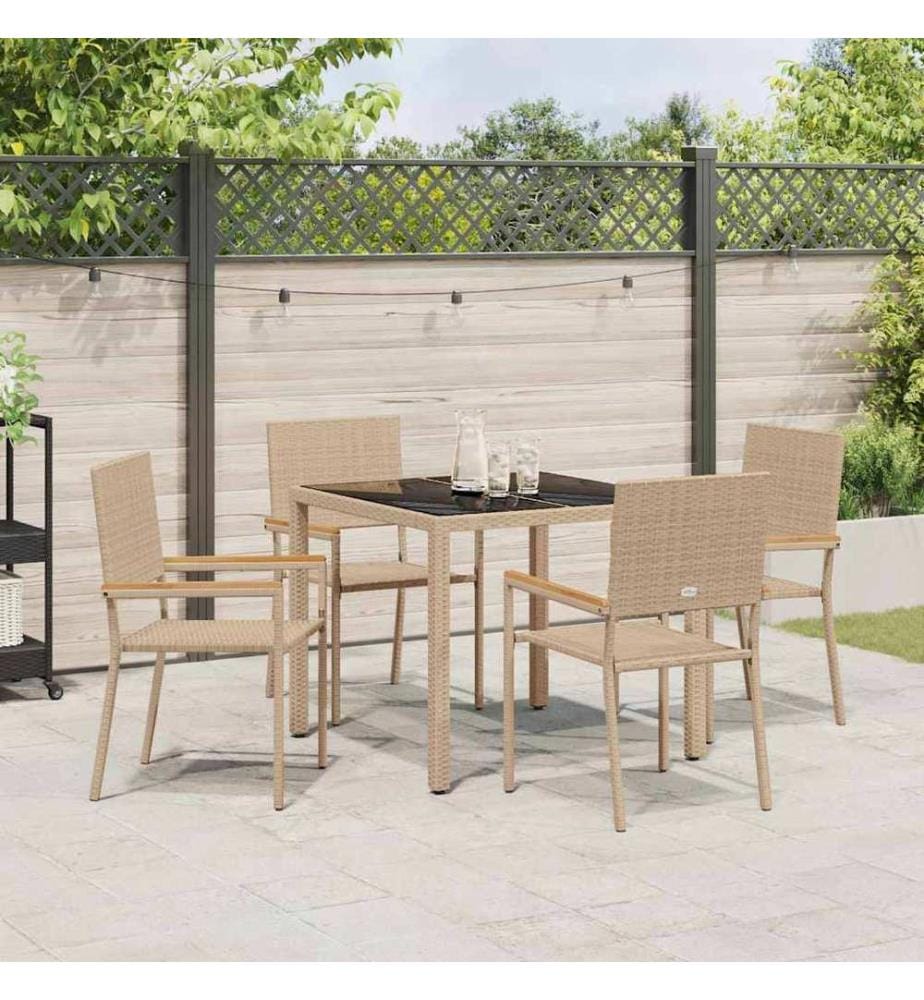 vidaXL Ensemble de salle à manger pour jardin 5 pcs Beige polyrotin