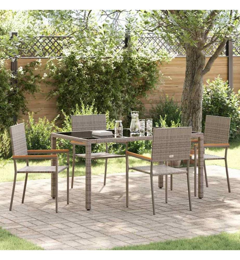 vidaXL Ensemble de salle à manger pour jardin 5 pcs Gris polyrotin