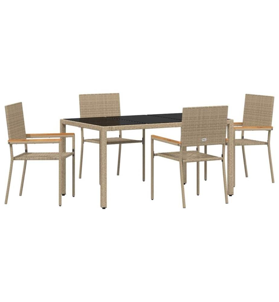 vidaXL Ensemble de salle à manger pour jardin 5 pcs Beige polyrotin
