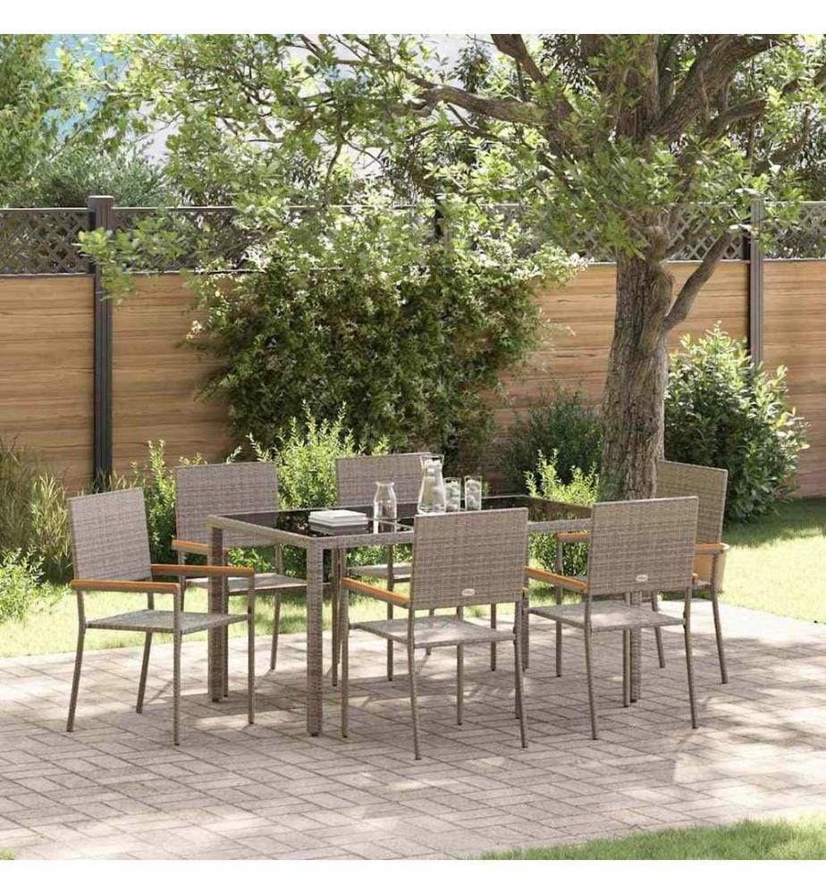 vidaXL Ensemble de salle à manger pour jardin 7 pcs Gris polyrotin