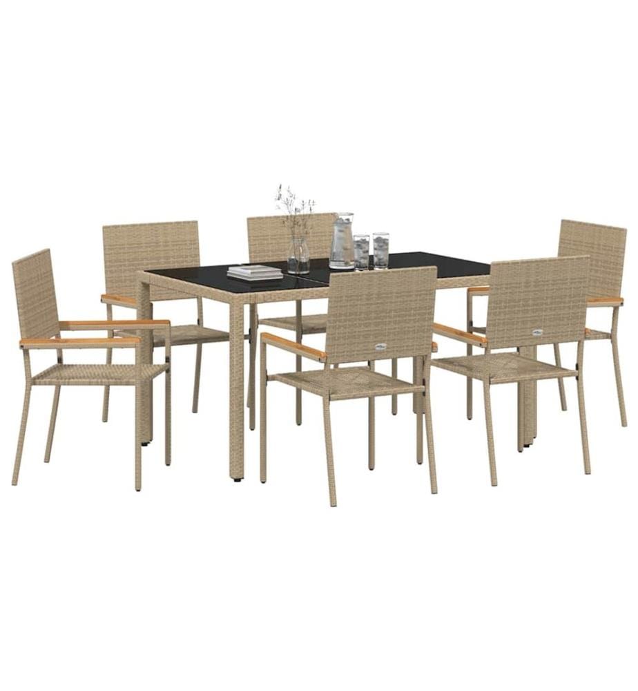 vidaXL Ensemble de salle à manger pour jardin 7 pcs Beige polyrotin