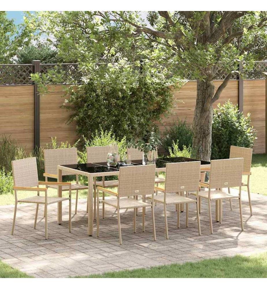 vidaXL Ensemble de salle à manger pour jardin 9 pcs Beige polyrotin