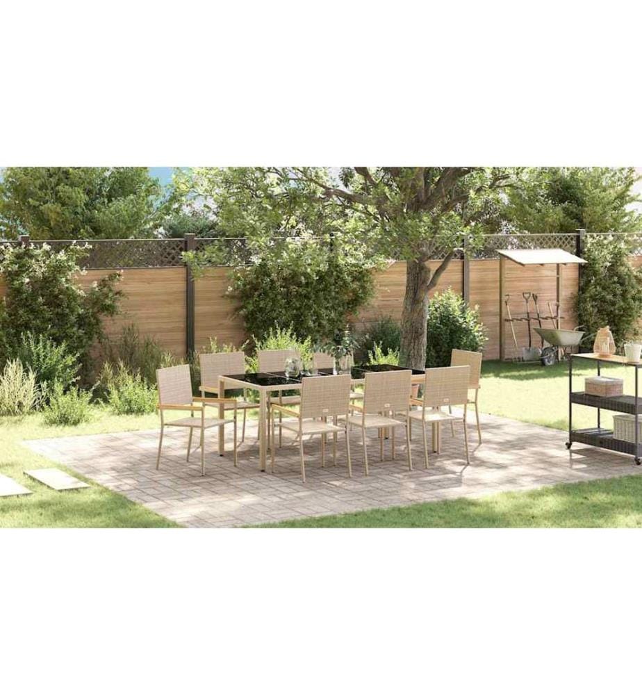 vidaXL Ensemble de salle à manger pour jardin 9 pcs Beige polyrotin