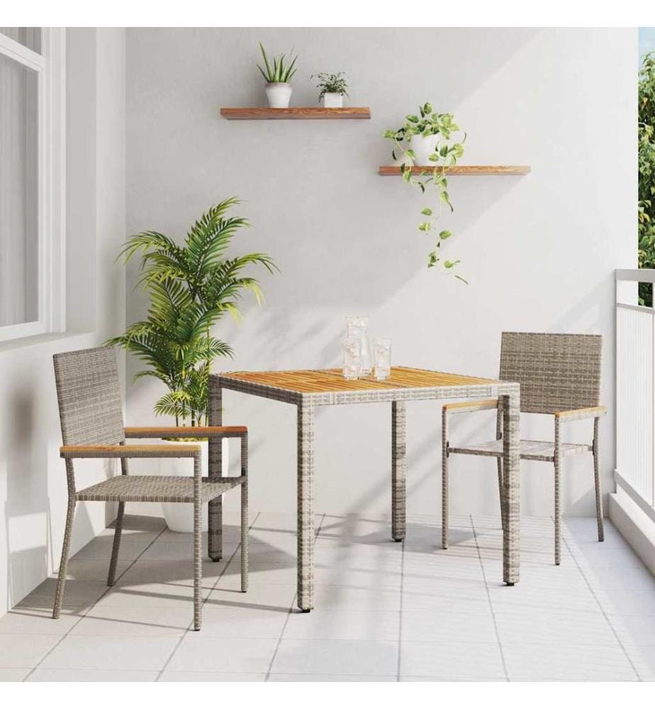 vidaXL Ensemble de salle à manger pour jardin 3 pcs Gris polyrotin